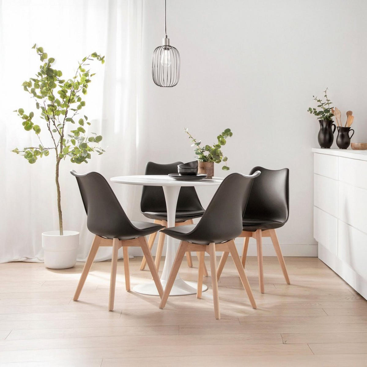 ESSZIMMERSTUHL Kler Schwarz 48 cm x 82 cm 4er-Set - Schwarz, Kunststoff (48/82/57cm)