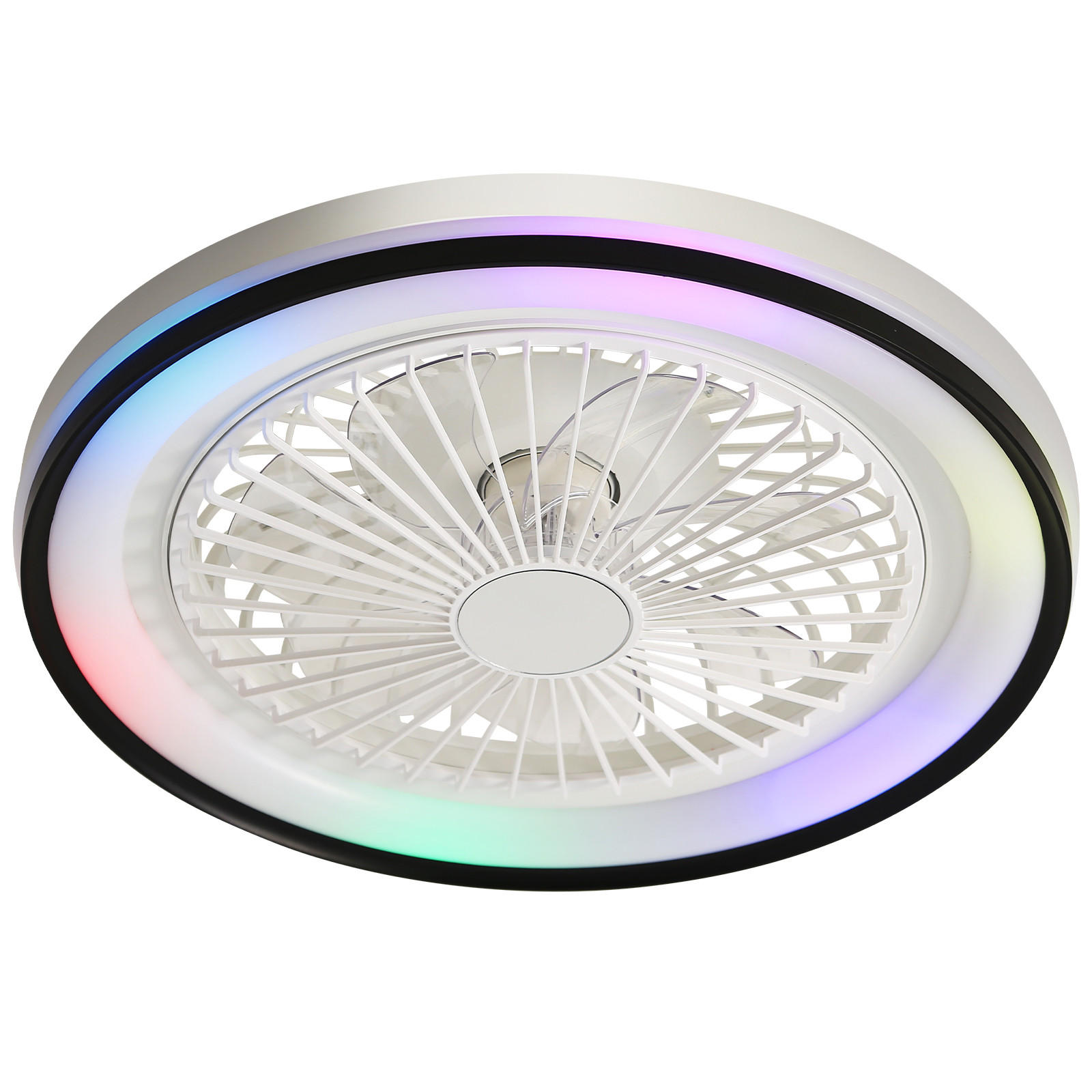 DECKENVENTILATOR 19Zoll Flach RGB LED Licht DC Motor Timer - Weiß, Kunststoff (48.26/48.26/12.7cm) - CASIVA