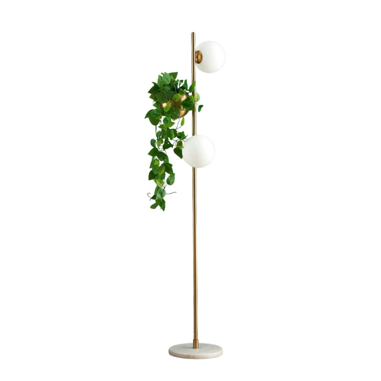 STEHLEUCHTE Ortensia, Weiß und Gold, 148cm - Goldfarben, Glas (148/30/148cm) - KOSILUM