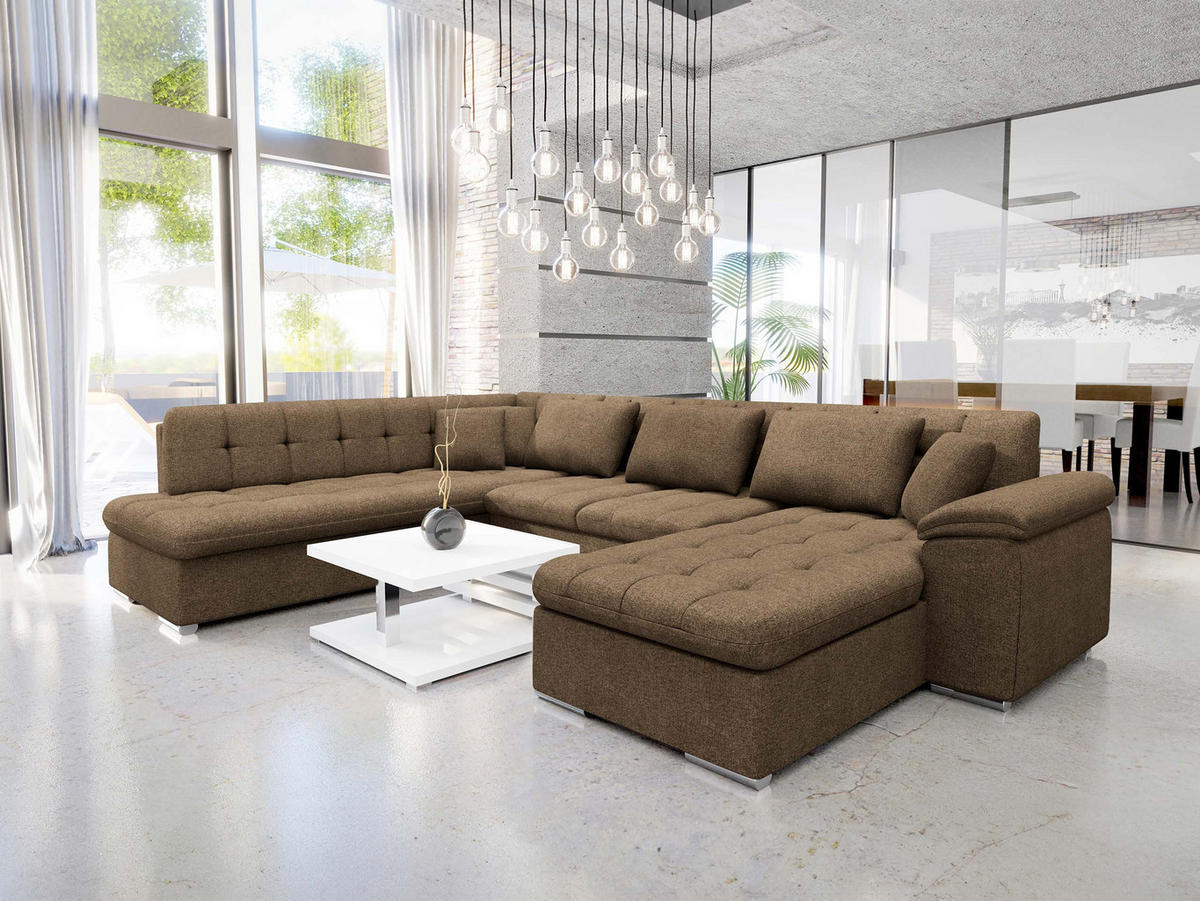 WOHNLANDSCHAFT Niko Bis, Seite: Rechts - Nussbaumfarben, Holz/Textil (348/76/205cm) - MIRJAN24