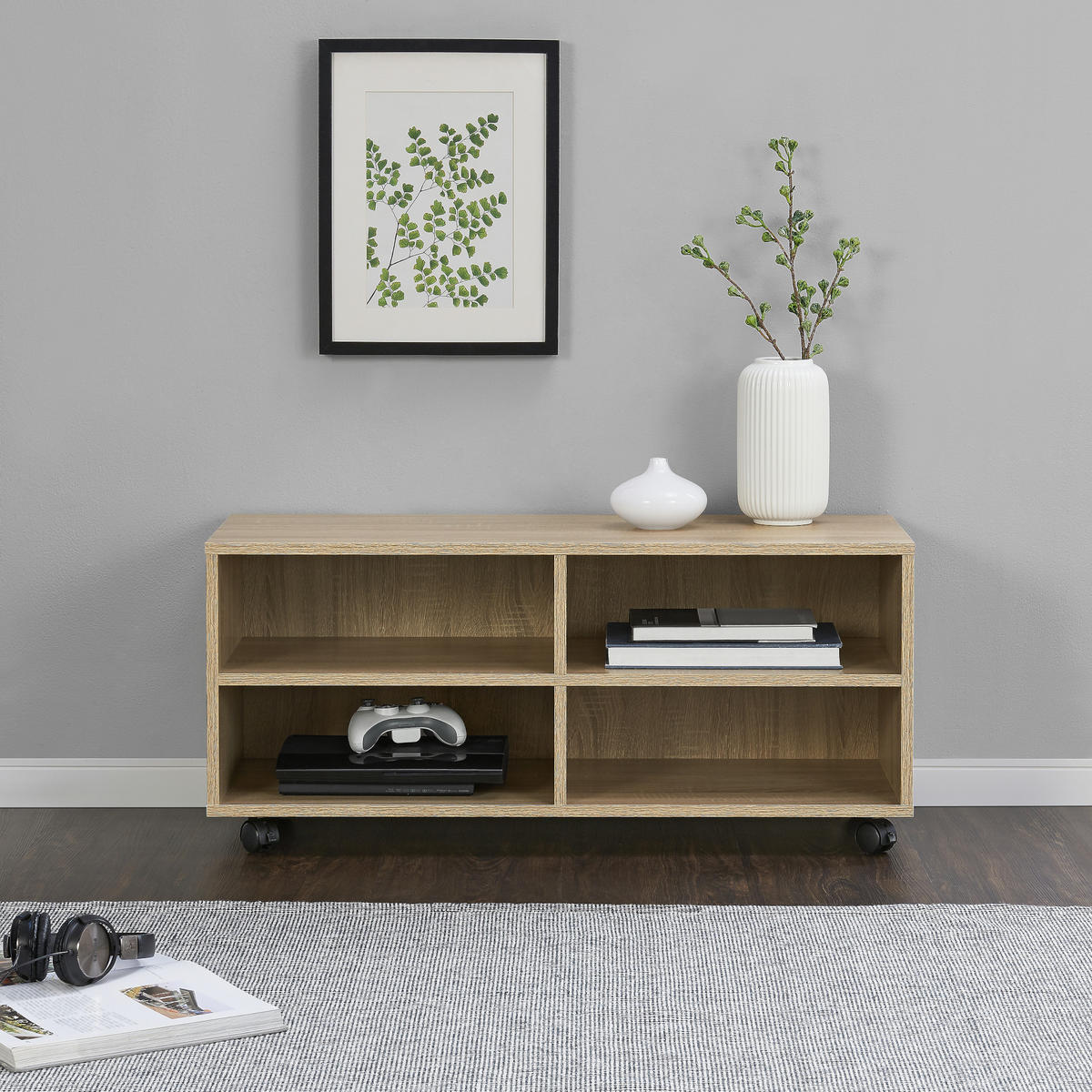 LOWBOARD Gränne - Sonoma Eiche, Holzwerkstoff/Kunststoff (90/40.5/35cm) - [en.casa]