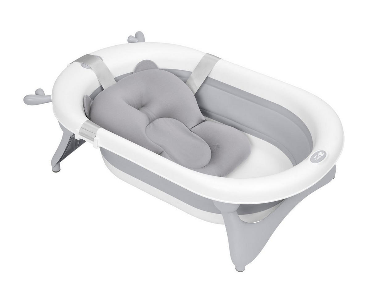 BADEKISSEN Bär Badehilfe grau hellgrau Wannenauflage, Baby-Badewannenkissen, Clips - Grau, Kunststoff (32/45cm) - Kikka boo