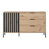 KOMMODE - 137.3 cm x 39.5 cm - holz - schwarz, naturfarben hell Ariada - Schwarz/Naturfarben, Holz/Metall (137/81.4/39cm) - Vente-Unique