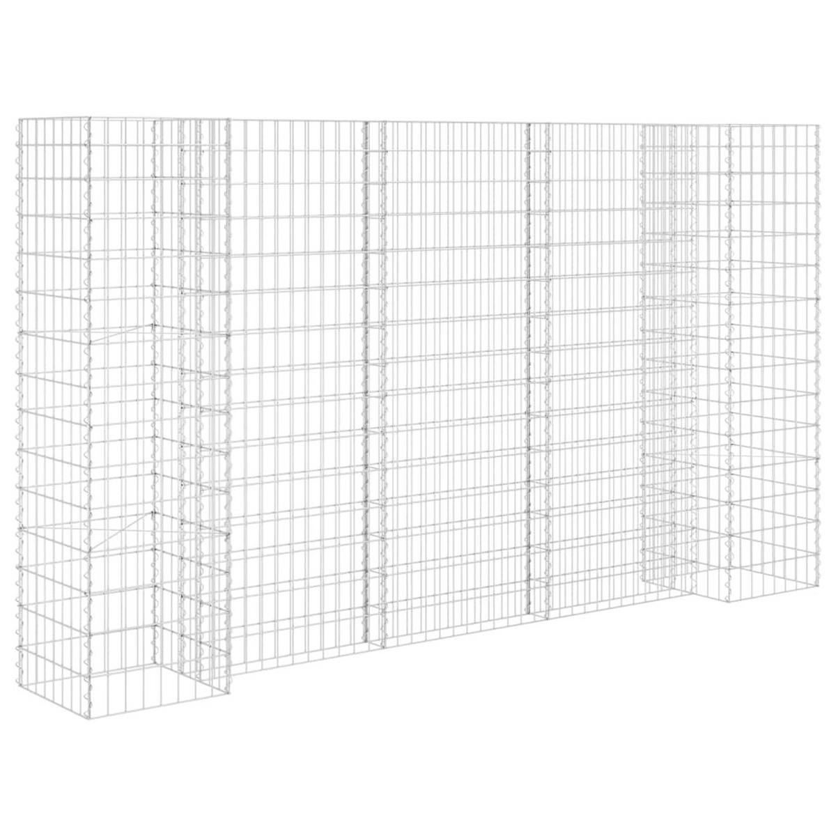 H-FÖRMIGER Gabionen-Pflanzkorb Stahldraht 260x40x150 cm - Silberfarben, Metall (260/150/40cm)