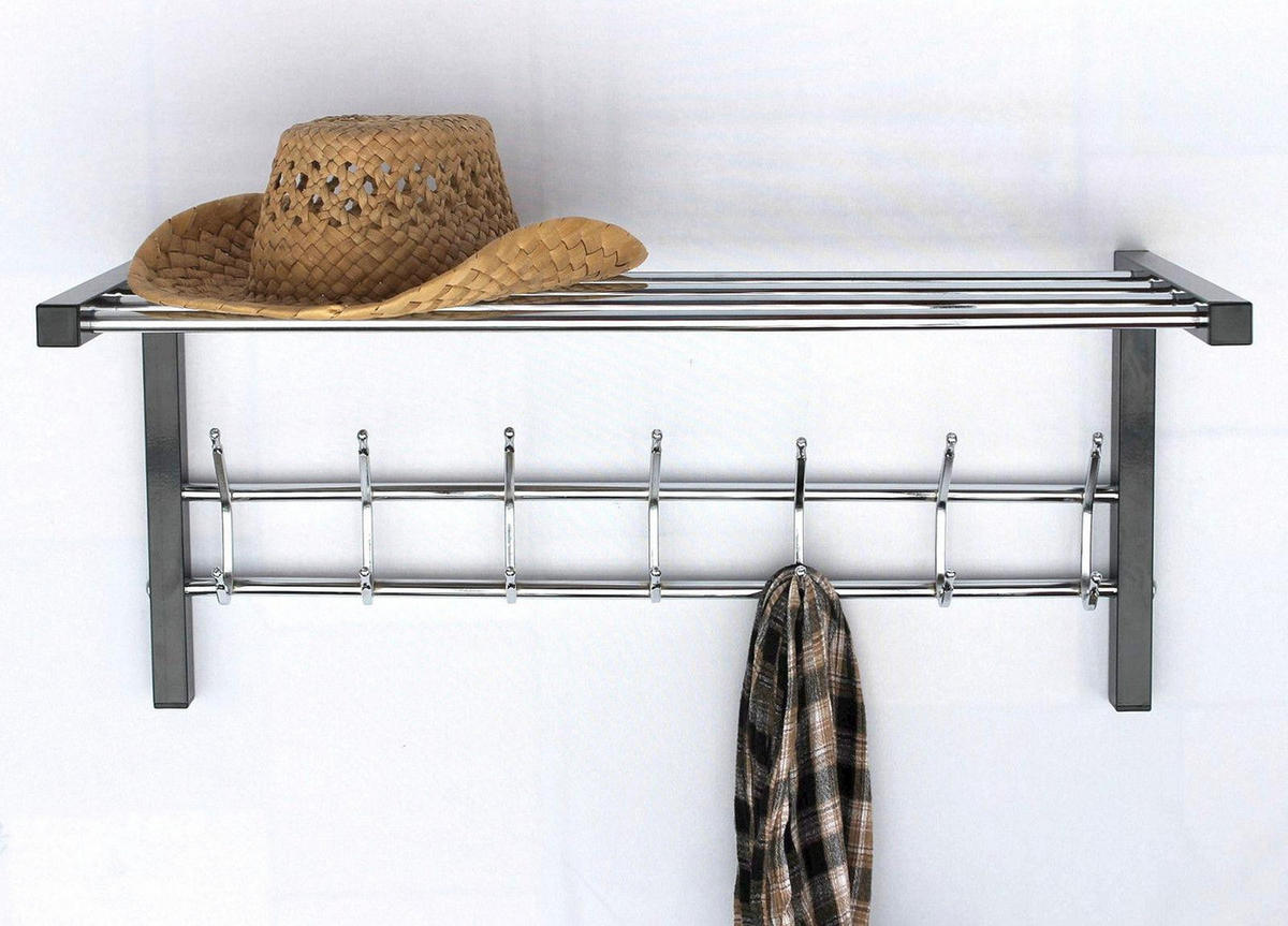 WANDGARDEROBE mit Hutablage 70cm - Schwarz, Metall (70/32/30cm) - DanDiBo