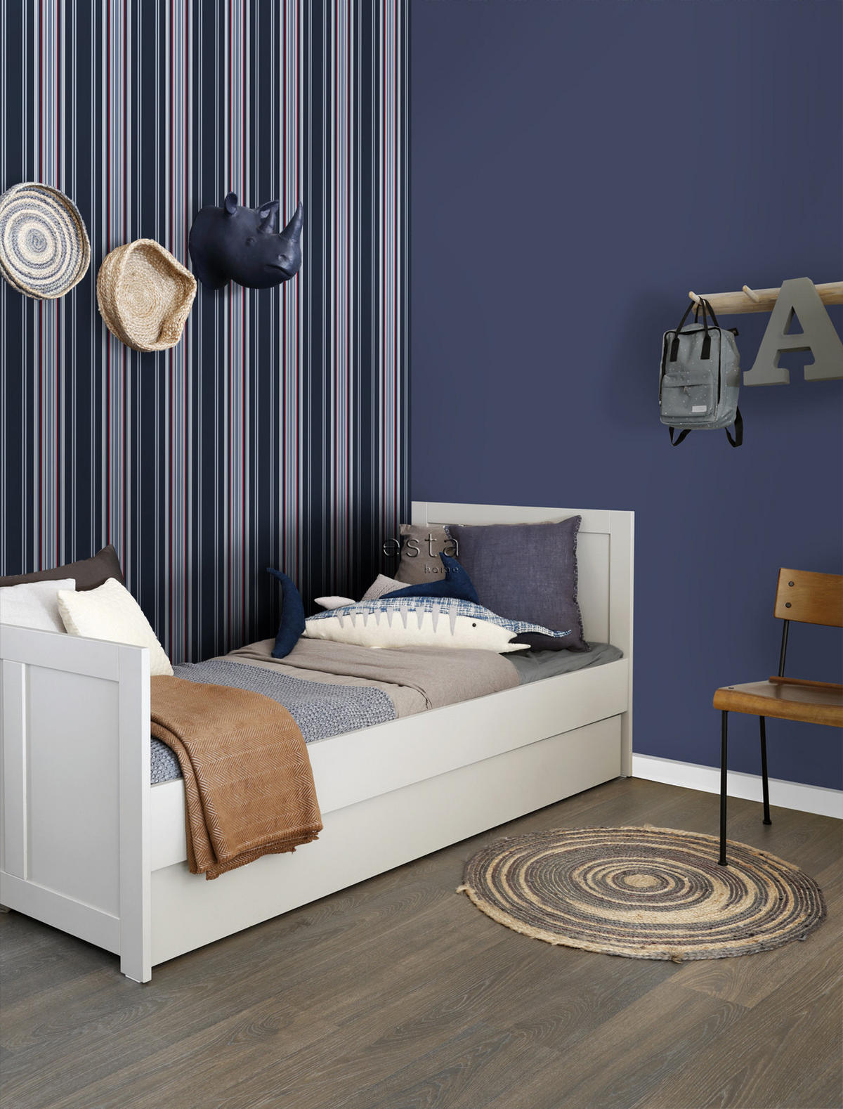 TAPETE Streifen 53 cm x 10.05 m - Blau, Papier (53/1000cm) - ESTAhome