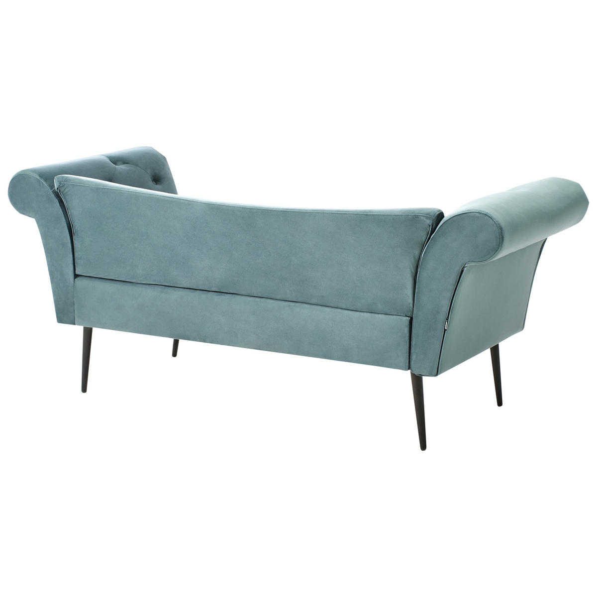 ČALOUNĚNÉ LEHÁTKO CHAISE LONGUE Sametová látka Modrozelené Nantilly - modrá/černá, textil (175/76/69cm) - Beliani