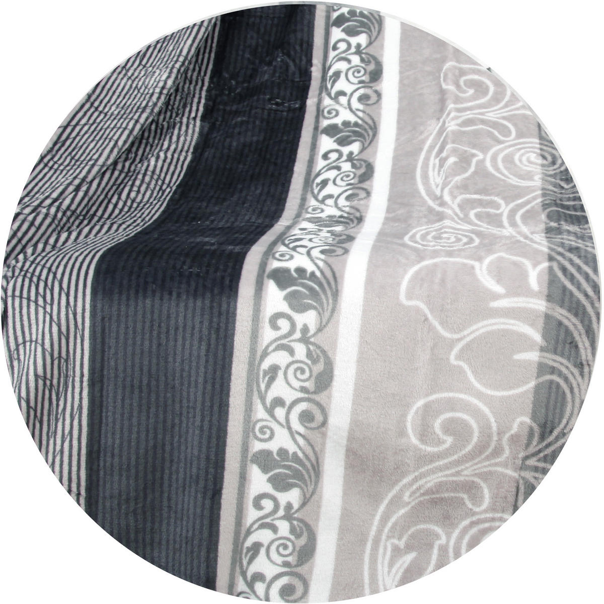 KUSCHELDECKE Flanell Soft 130x170 cm Hellgrau Ornament - Dunkelgrau, Textil (130/170cm)