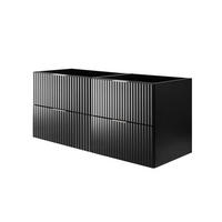 WASCHBECKUNTERSCHRANK, Schwarz, 120 (2 x 60) x 57 x 46 cm, silberner Griff, ohne Arbeitsplatte - Silberfarben/Schwarz, Holzwerkstoff (120/57/46cm) - 3XE LIVING