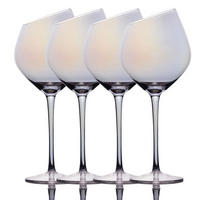 WEIN GLAS SET moderne Kante Regenbogen Schimmer 470 ml (4er-Set) - Transparent, Glas (0.47L) - Intirilife