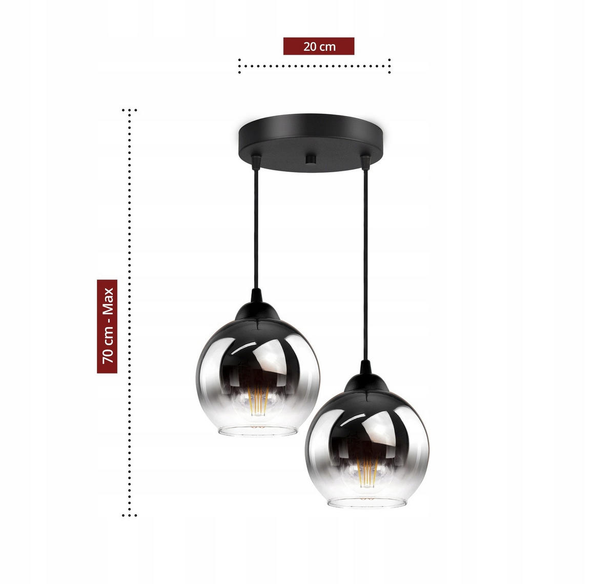 PENDELLEUCHTE MASUR - Transparent/Anthrazit, Glas/Metall (30/30/80cm) - kiki design