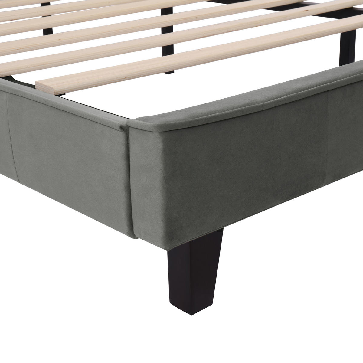 POLSTERBETT mit Kopfteil 180x200 cm Samt Grau - Grau, Metall (180/200cm) - Meubliv