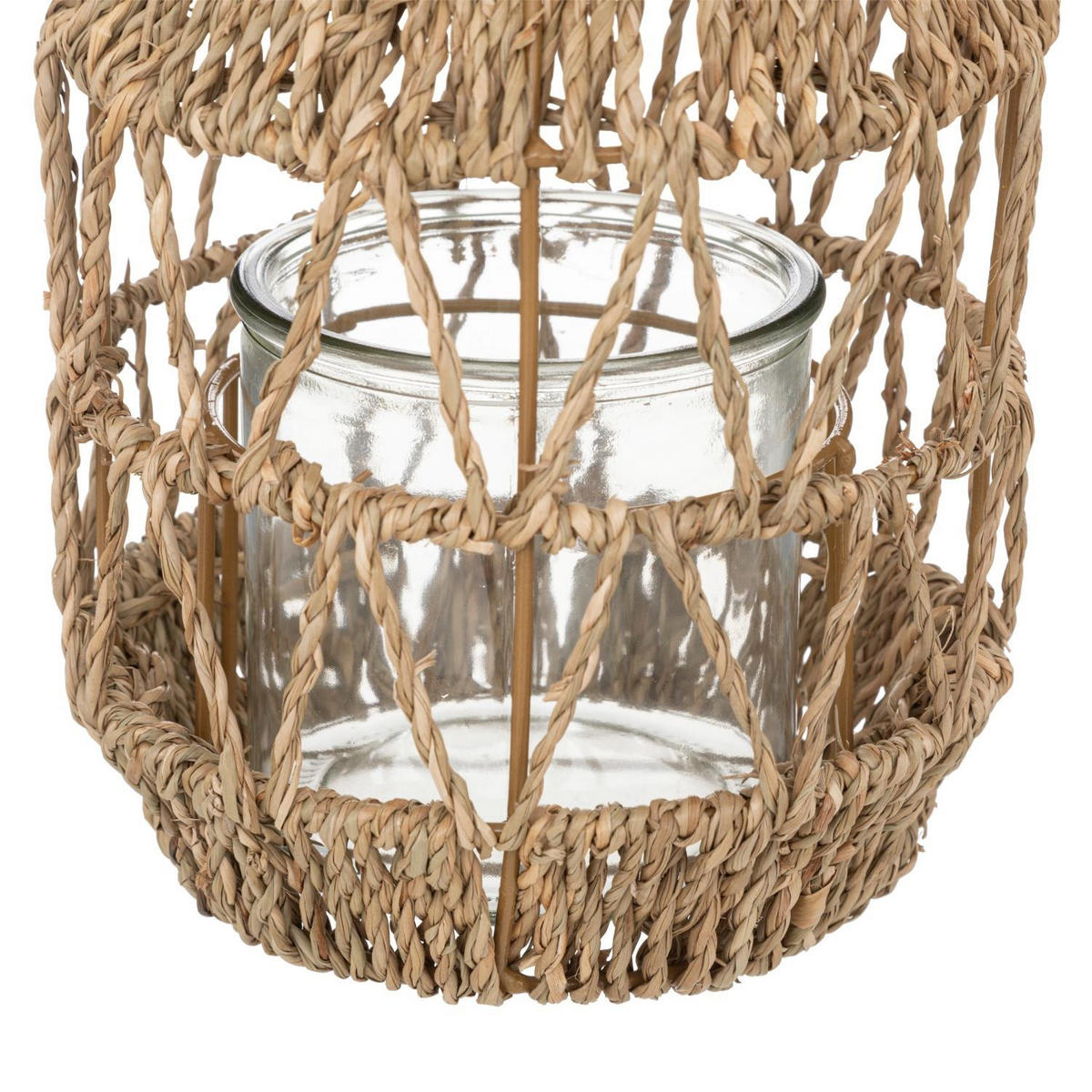 RATTAN-LATERNE für Terrasse 17/17/18 cm - Beige, Metall (17/18/17cm) - Atmosphera Createur d´interieur