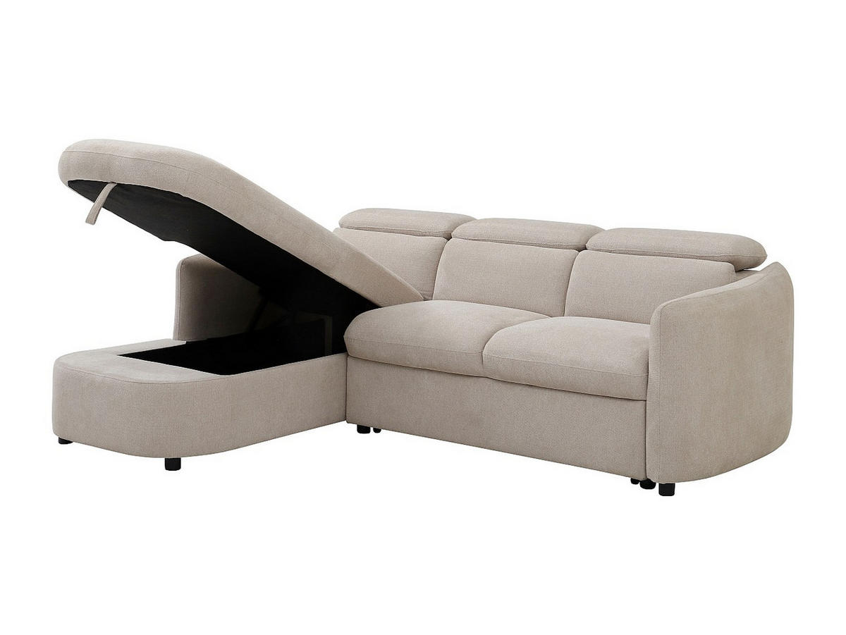 ECKSOFA - Ecke links - Schlafsofa - Stoff - Beige - RAVIELA - Beige, Textil (186/238cm) - Vente-Unique