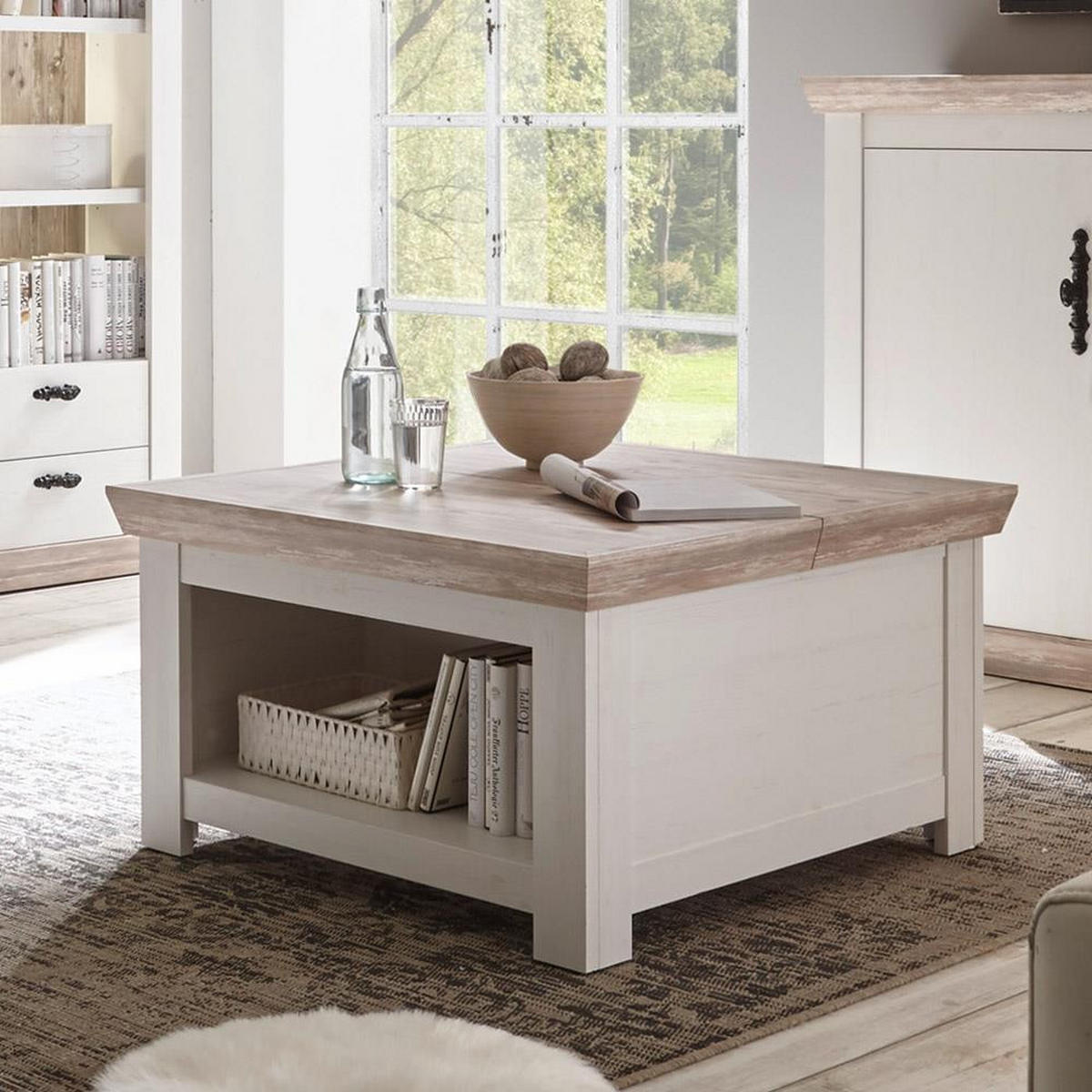 COUCHTISCH Ferna-61 - Braun/Weiß, Holzwerkstoff (86/86/48cm) - Lomado
