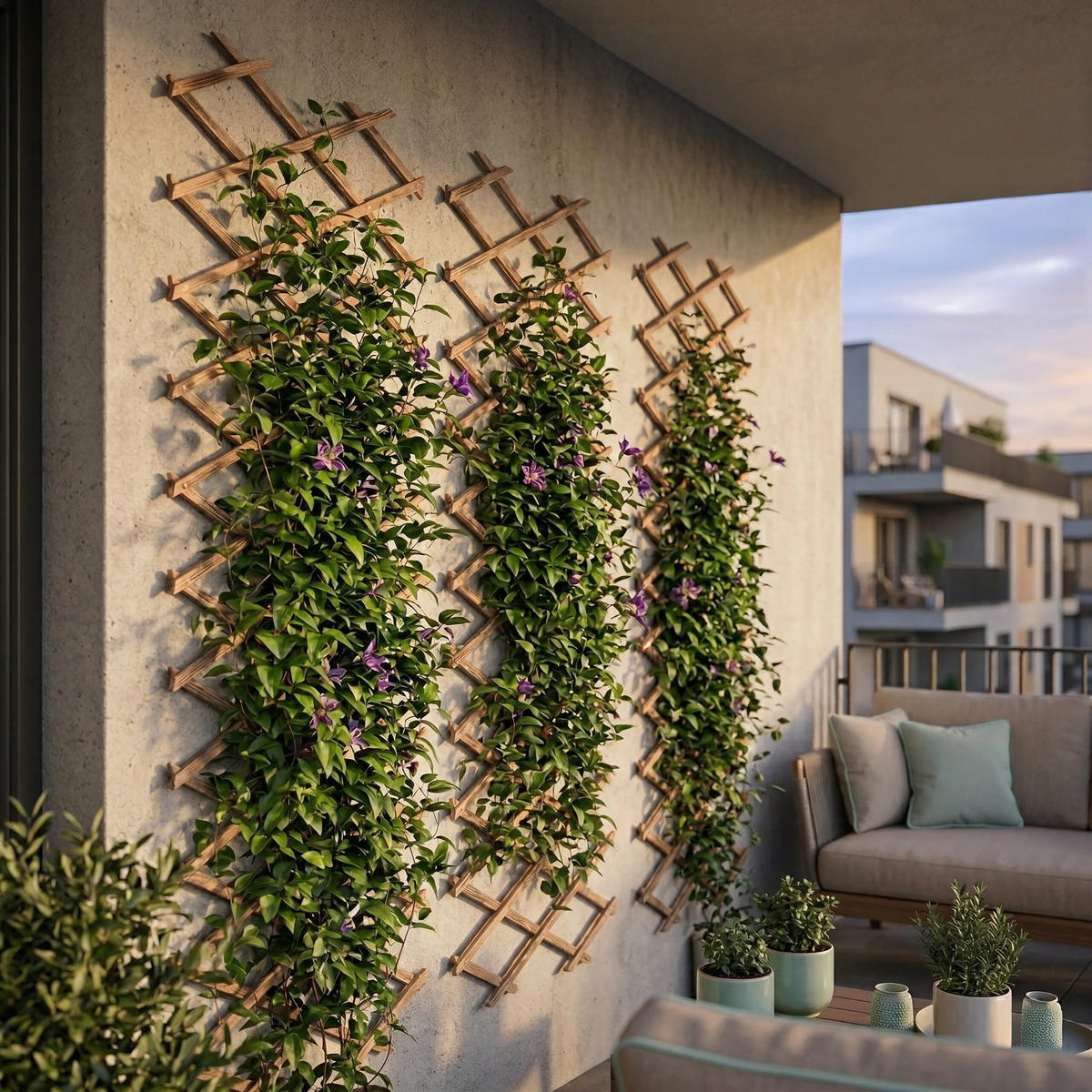 3XMŘÍŽ - hnědá, dřevo (45/270/1.5cm) - Relaxdays