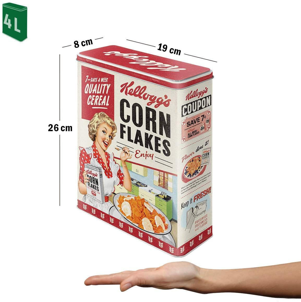 VORRATSDOSE XL Kellogg's Kellogg's Corn Flakes Quality Cereal - Multicolor, Metall (19/26/8cm) - Nostalgic-Art