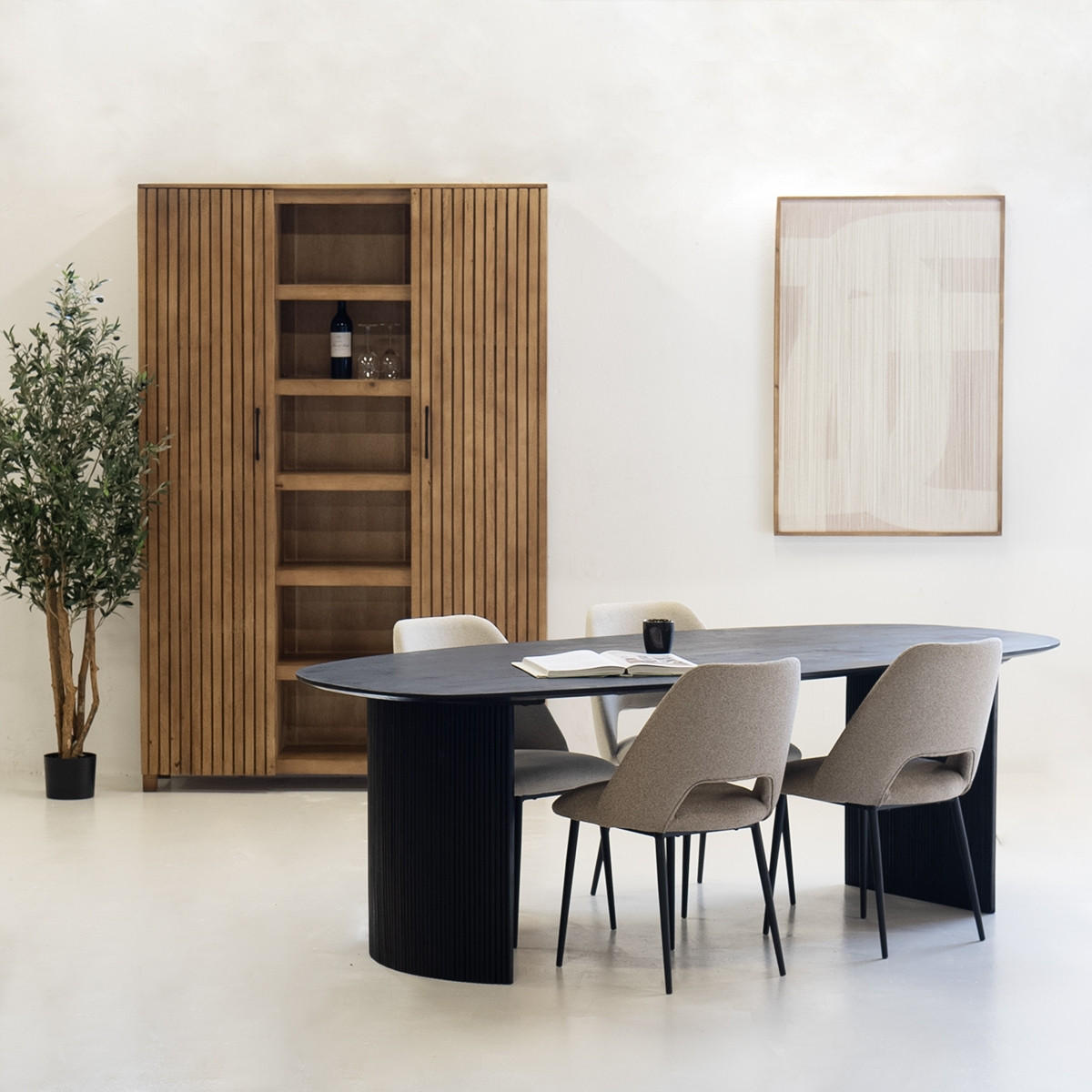 ESSTISCH oval aus Mangoholz 220cm, schwarz - Schwarz, Holz (220/100/76cm) - Giga Meubel