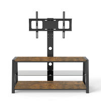 TV stolek 116/42/125 cm z MDF a kovu s nastavitelnou výškou, otočným 30° stojanem a kabelovým vedením, Hnědá - hnědá, kompozitní dřevo (116/125/42cm) - Redom
