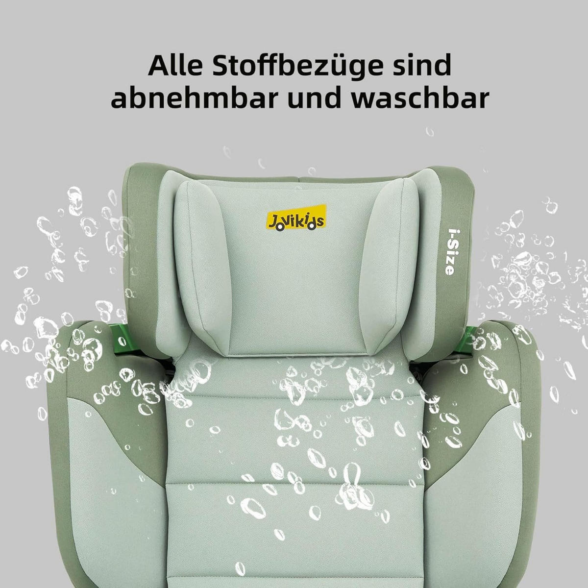 AUTOKINDERSITZ Faltbarer ISOFIX i-Size R129 verstellbare Rückenlehne - Grün, Textil (53/78/47cm) - BEXEVUE