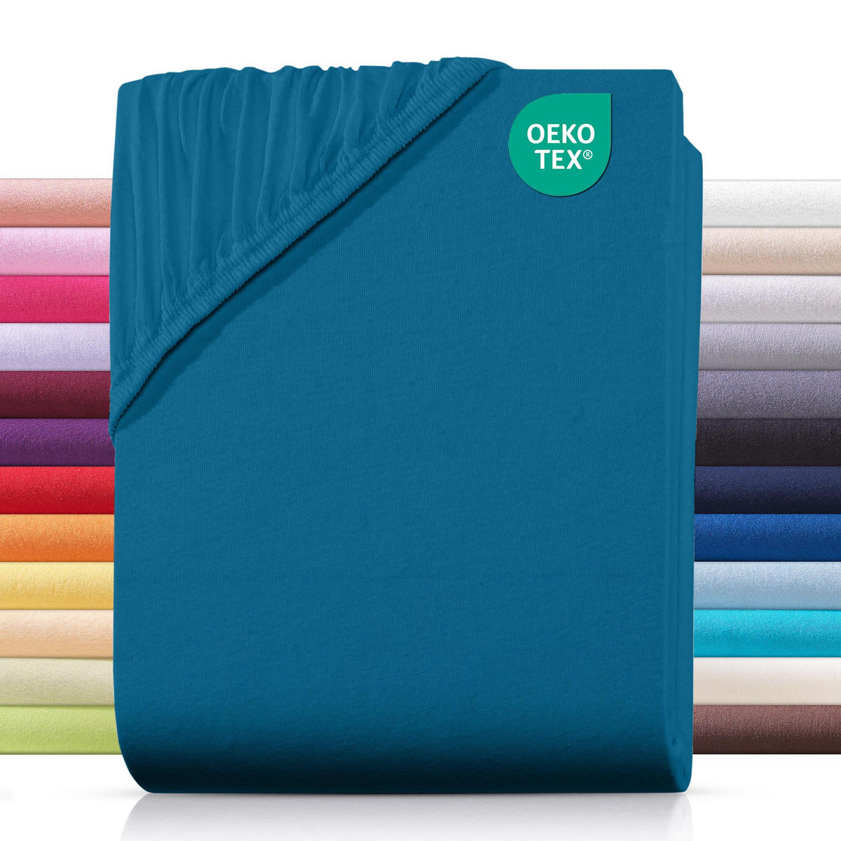 JERSEY-SPANNBETTLAKEN 100x200 cm aus 100% Baumwolle, Bettlaken Petrol Blau Uni - Petrol, Textil (100/200cm) - Carpe Sonno