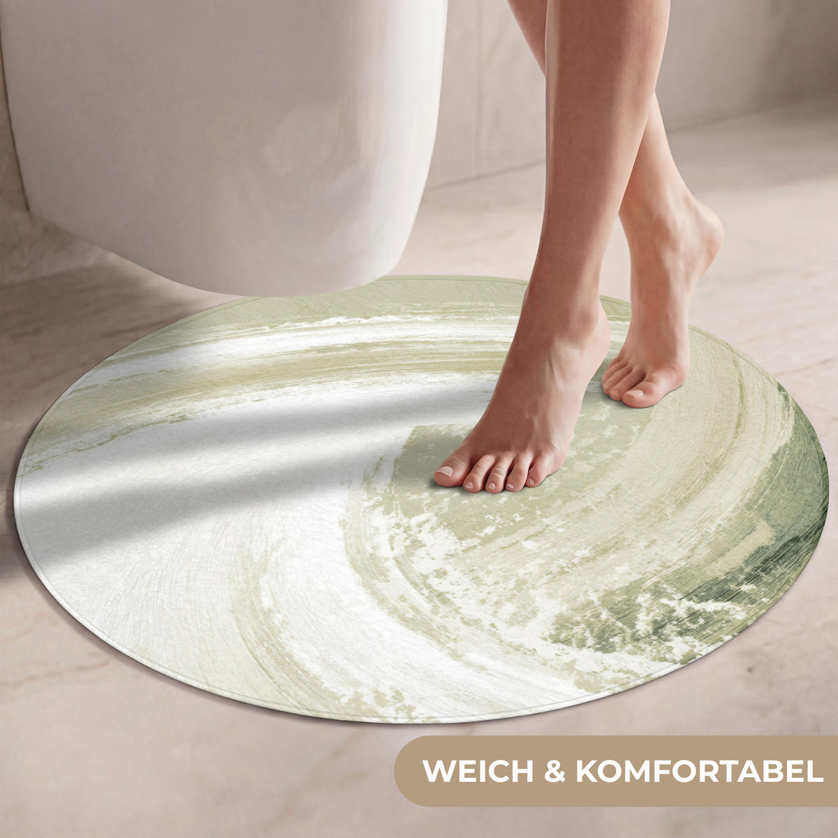 WC PŘEDLOŽKA Abstraktní - Tahy štětcem - Vlny - Zelená 70x70 cm - mátově zelená, textil/plast (70/1cm) - OnlyWow