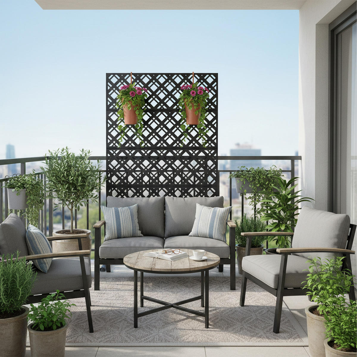 SICHTSCHUTZ Outdoor - Schwarz, Metall (110/183cm) - Relaxdays