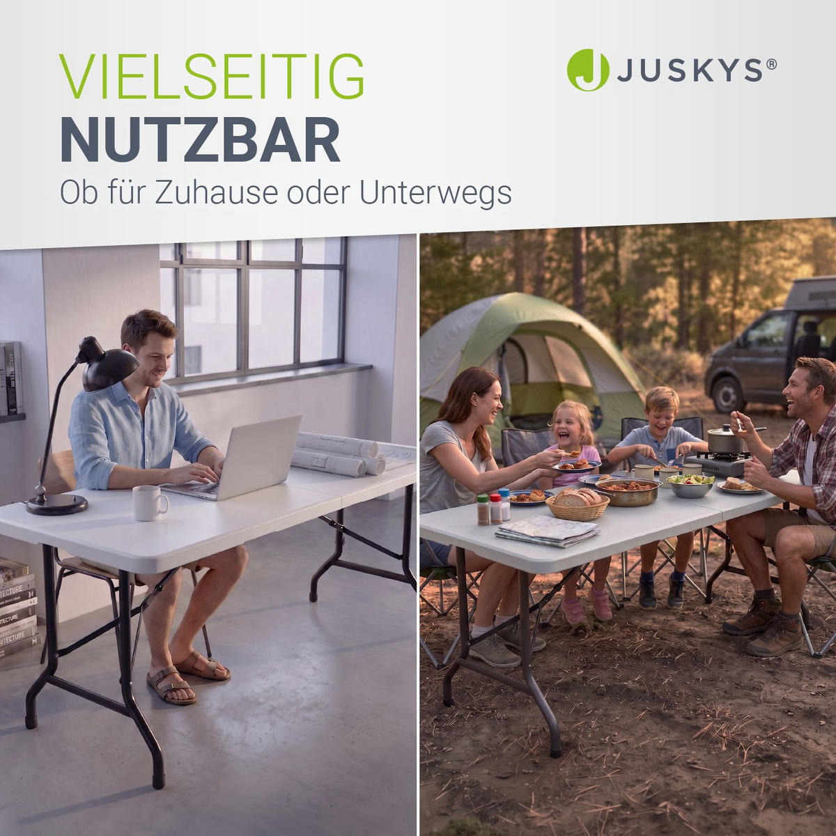 GARTENTISCH Easyfold klappbar weiß - Weiß, Kunststoff (180/74/74cm) - Juskys