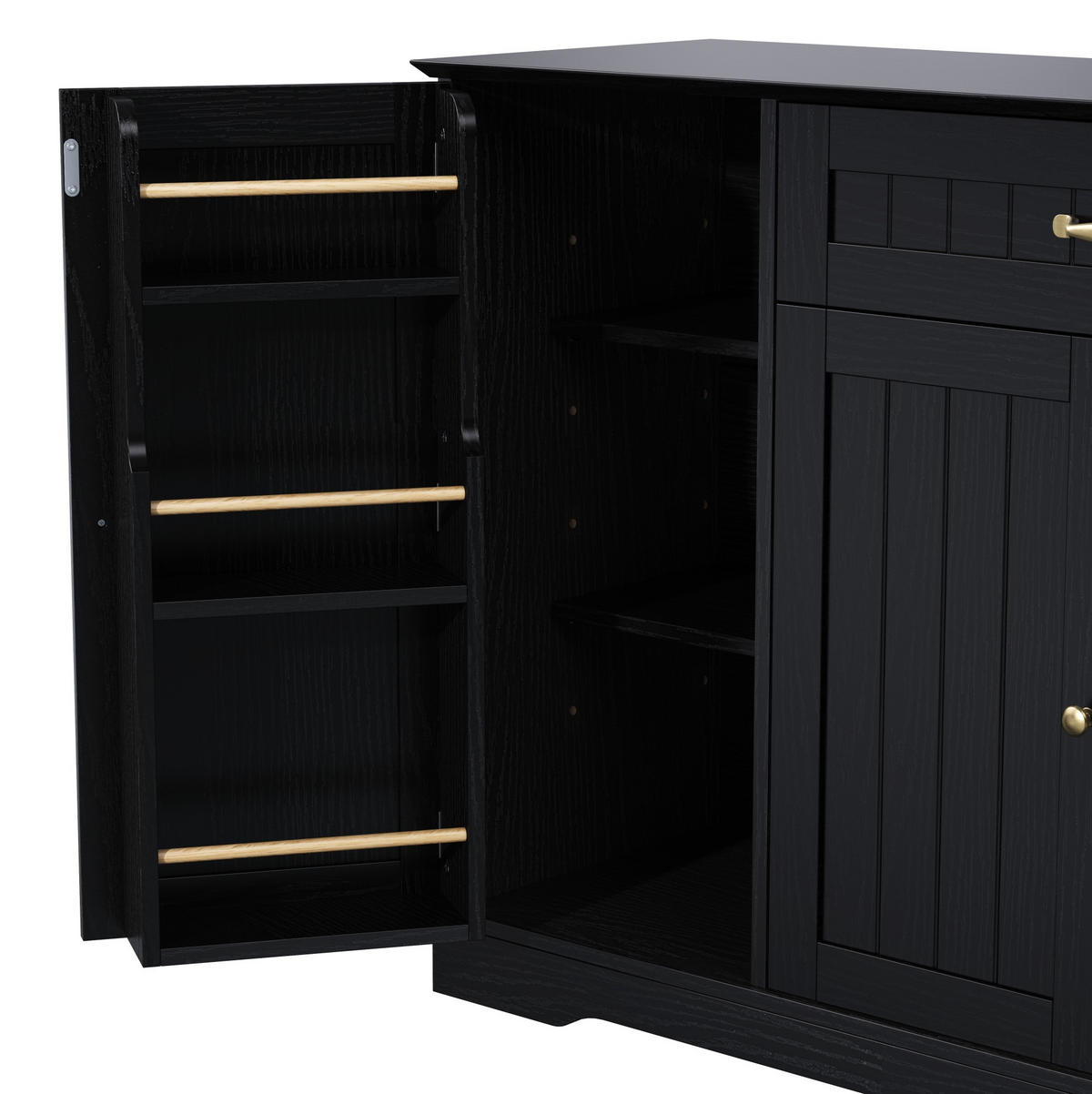 SIDEBOARD mit 3 Türen und Schublade MDF Black - Schwarz, Holzwerkstoff (107/83.4/40cm) - Meubliv