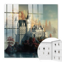 SCHLÜSSELBOX Weiß 30x30 cm – Türöffnung nach rechts - Schloss im Herbst - Grau, Metall (30/30/5cm) - TULUP
