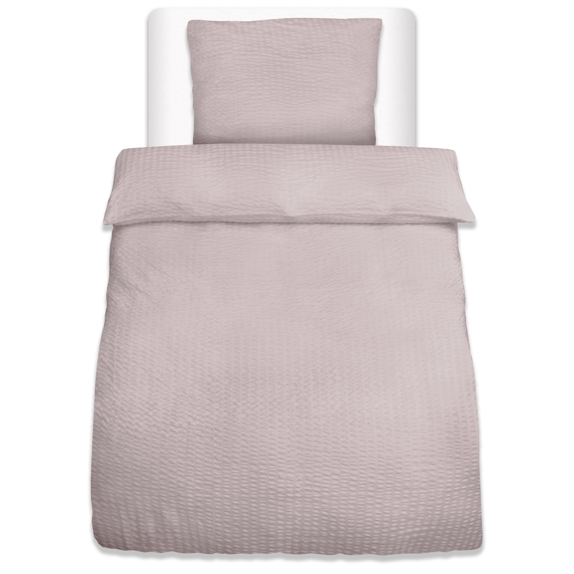 BETTWÄSCHE Meline 135/200 cm + Kissenbezug 80/80 cm Taupe Seersucker - Taupe, Textil (80/200cm) - Beautissu 