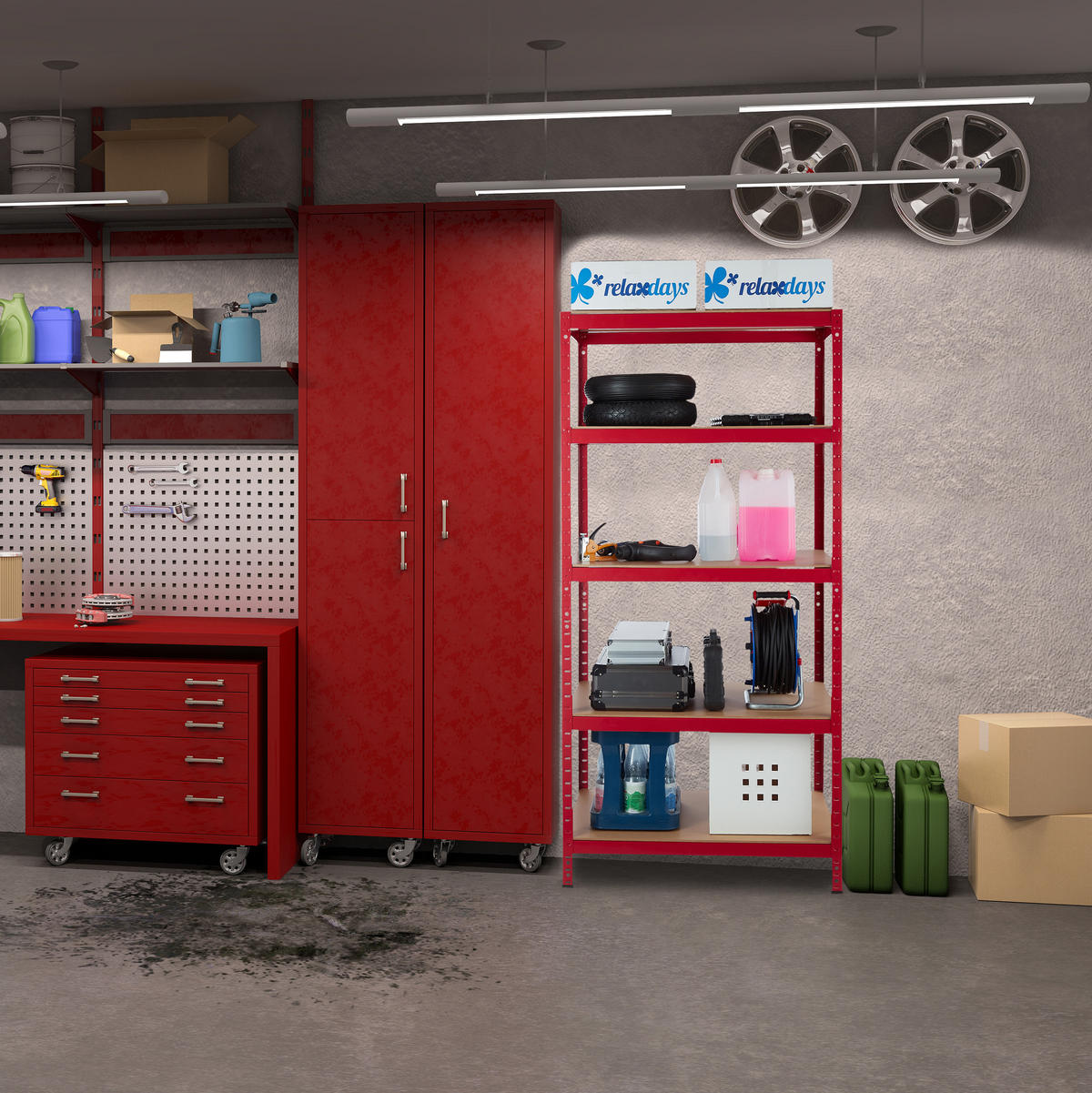 SCHWERLASTREGAL - Multicolor, Holzwerkstoff/Kunststoff (90/180/60cm) - Relaxdays