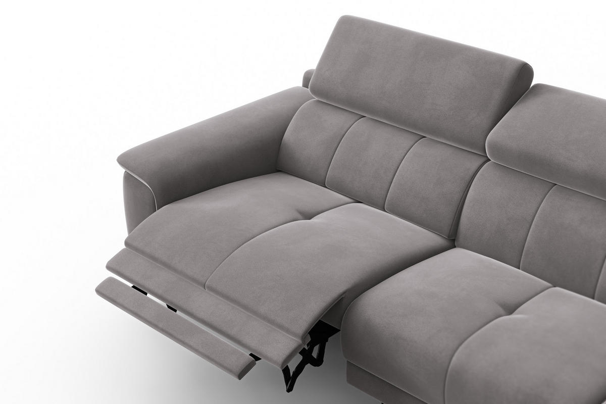 ECKSOFA FIERO 4-Sitzer RECHTS, Dunkelgrauer Veloursstoff - Dunkelgrau/Schwarz, Holz/Textil (288/170cm) - Courtois Laville