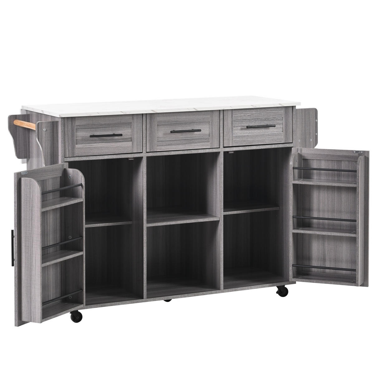 SERVIERWAGEN mit klappbarer Tischplatte 139 x 46(71) x 91,5 cm Grau MDF - Grau, Holz (46/91.5/139cm) - Beauniv