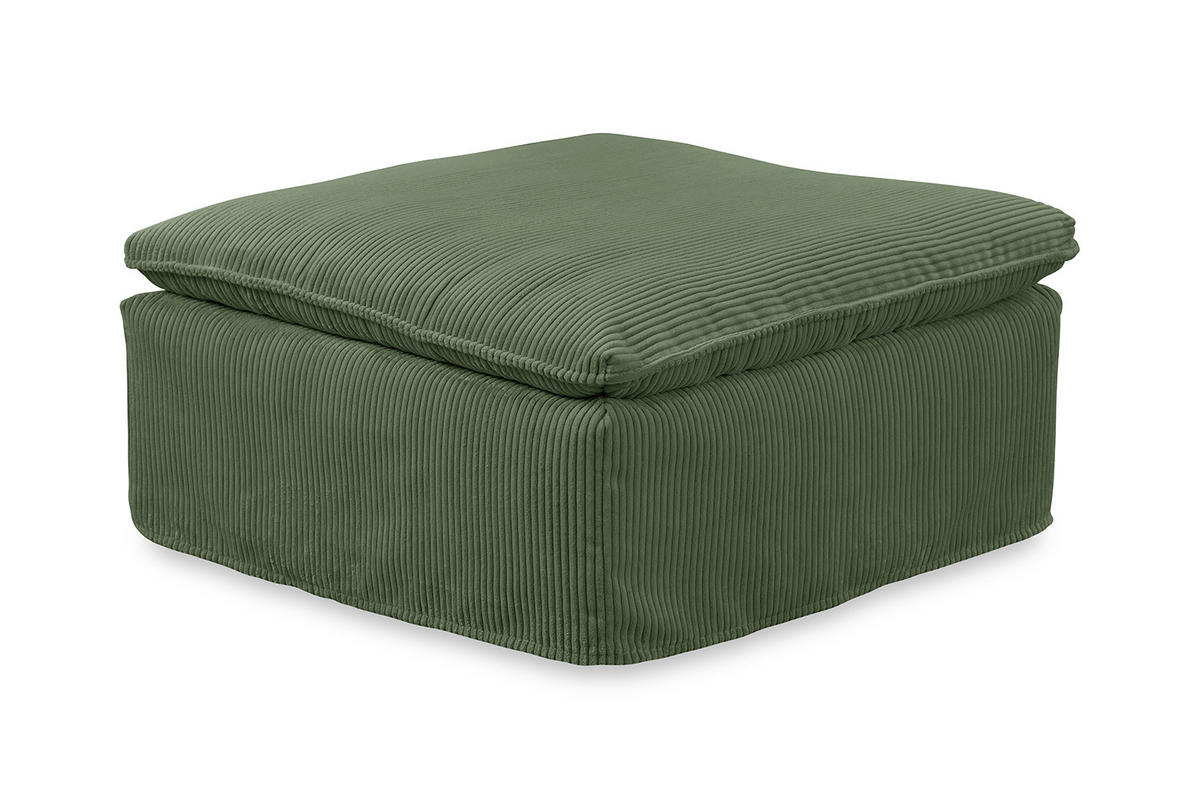 POLSTERHOCKER NETTA Grün Cord - Grün, Textil (90/46/90cm) - KAWOLA