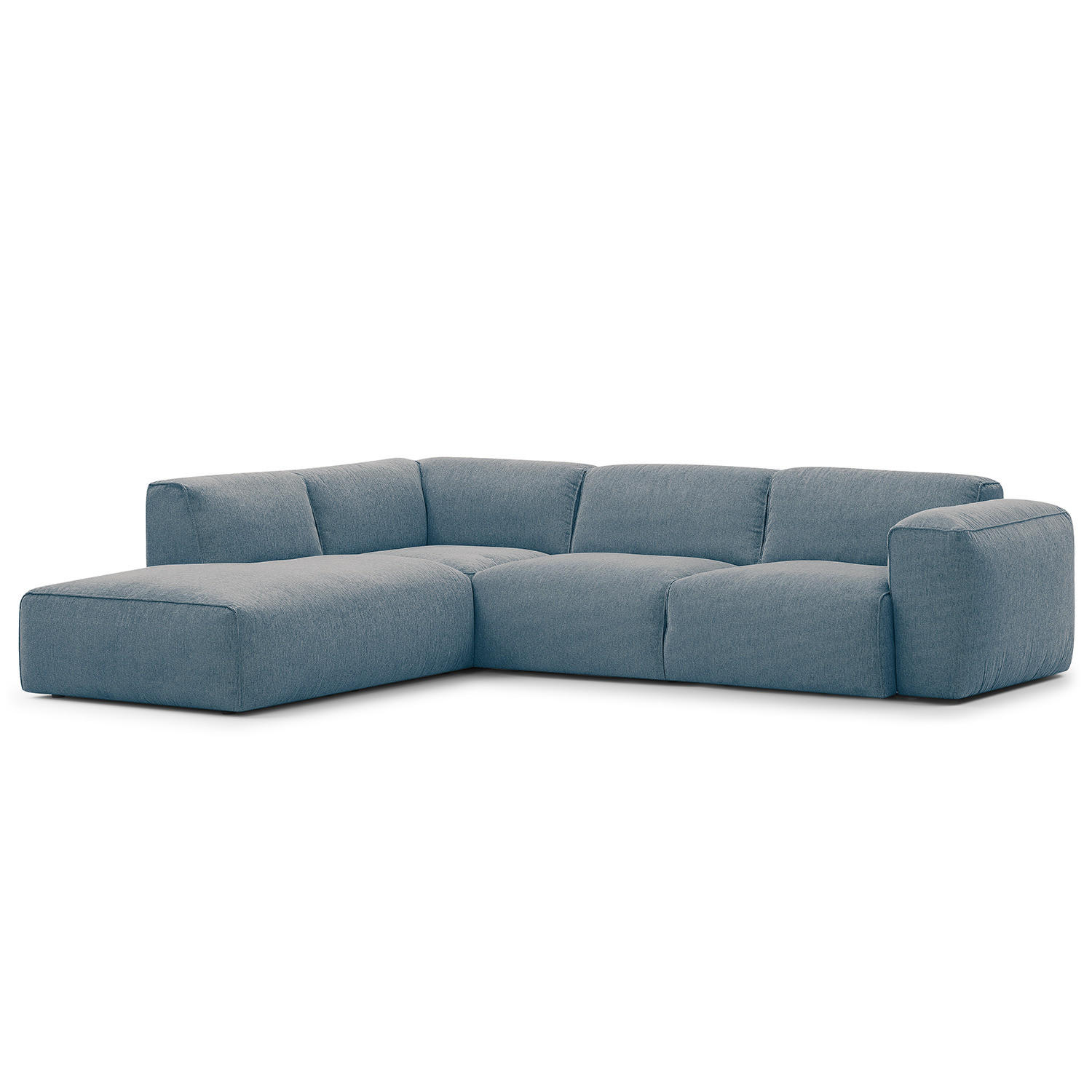 3-SITZER ECKSOFA mit Recamiere - Blaugrau/Schwarz, Kunststoff/Textil (295/231cm) - home24