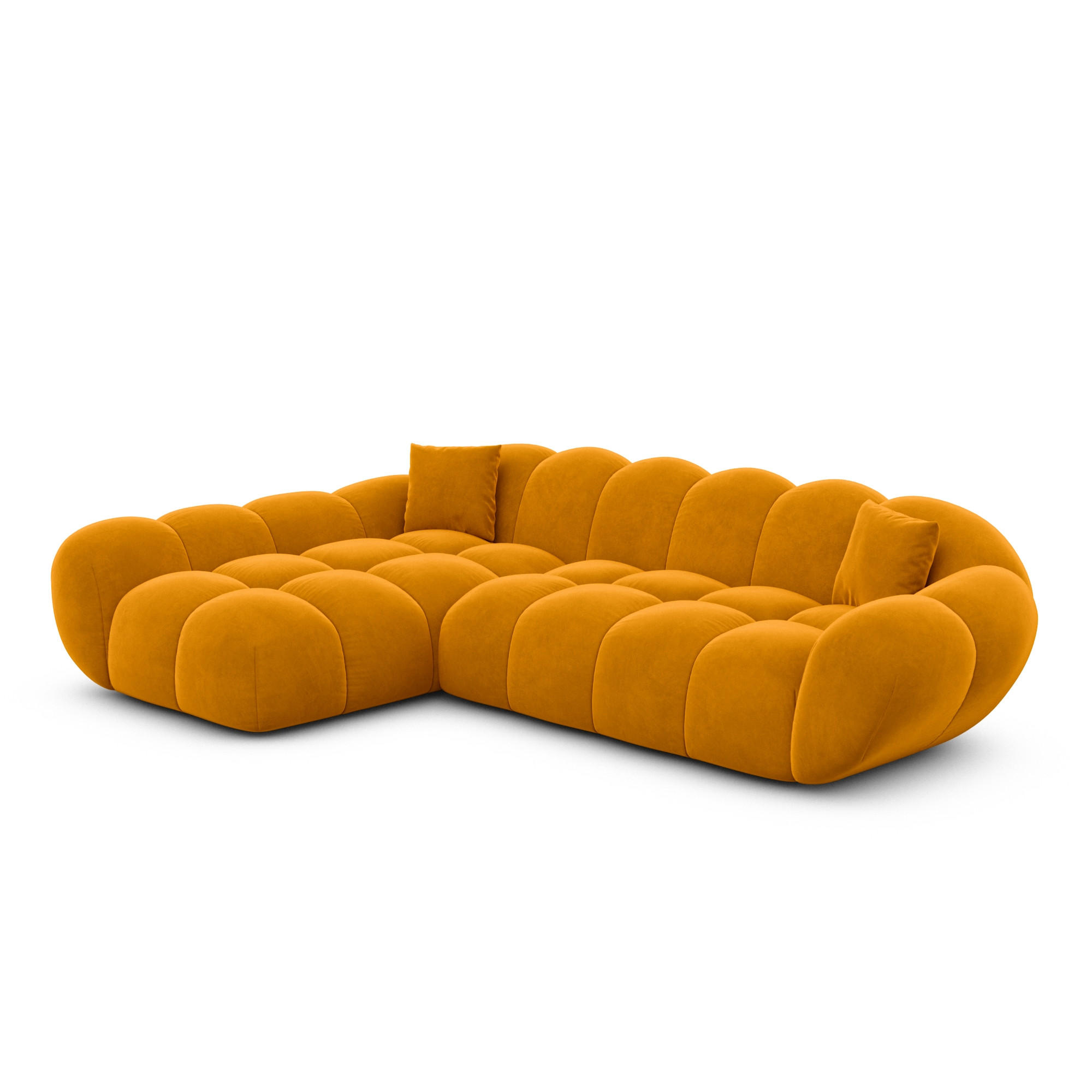 ECKSOFA Liva Senf Samtstoff L-Form Links - Currygelb, Textil (265/160cm) - VAROYAL