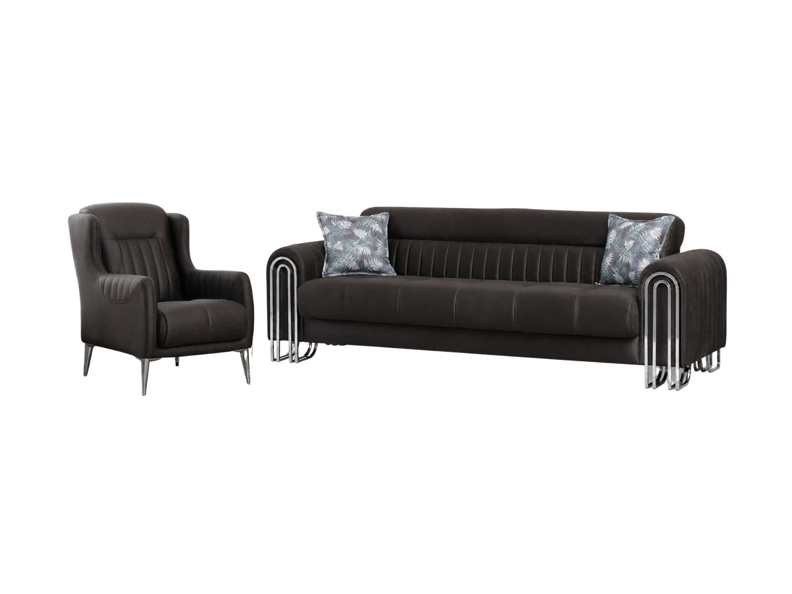 SITZGARNITUR Multan, Anthrazit Stellvariante 3+1 - Anthrazit, Holzwerkstoff/Metall (243/85/95cm)