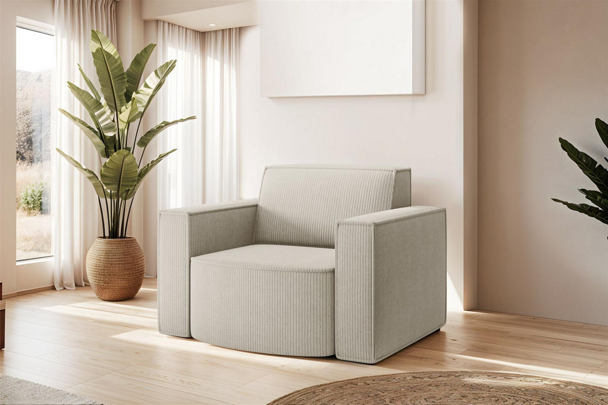 SESSEL Palma In Stoff Scala - Beige, Holzwerkstoff/Textil (98/74/89cm) - Fun Möbel