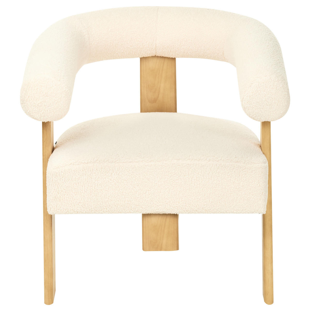 SESSEL Bouclé Cremeweiß/Hellbraun Ilbro - Weiß, Textil (77/76/68cm) - Beliani