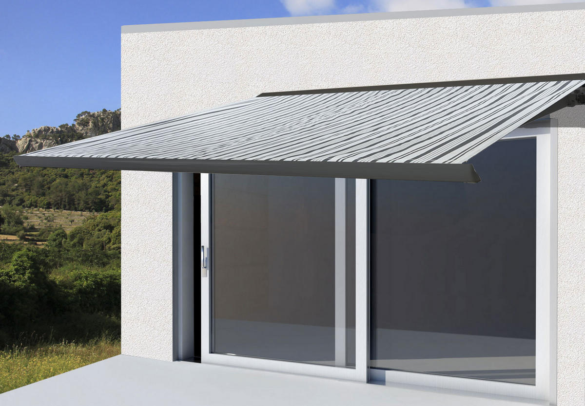 ELEKTRISCHE KASSETTENMARKISE Grau, Weiß, Anthrazit - Anthrazit/Weiß, Textil (400/23/300cm) - MCW