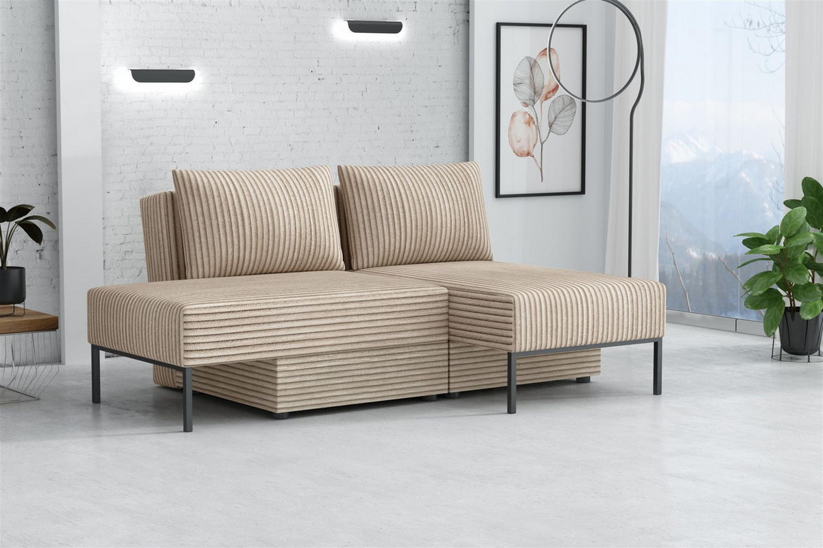 SCHLAFSOFA Gorka - Creme, Holzwerkstoff/Textil (240/87/103cm) - Fun Möbel