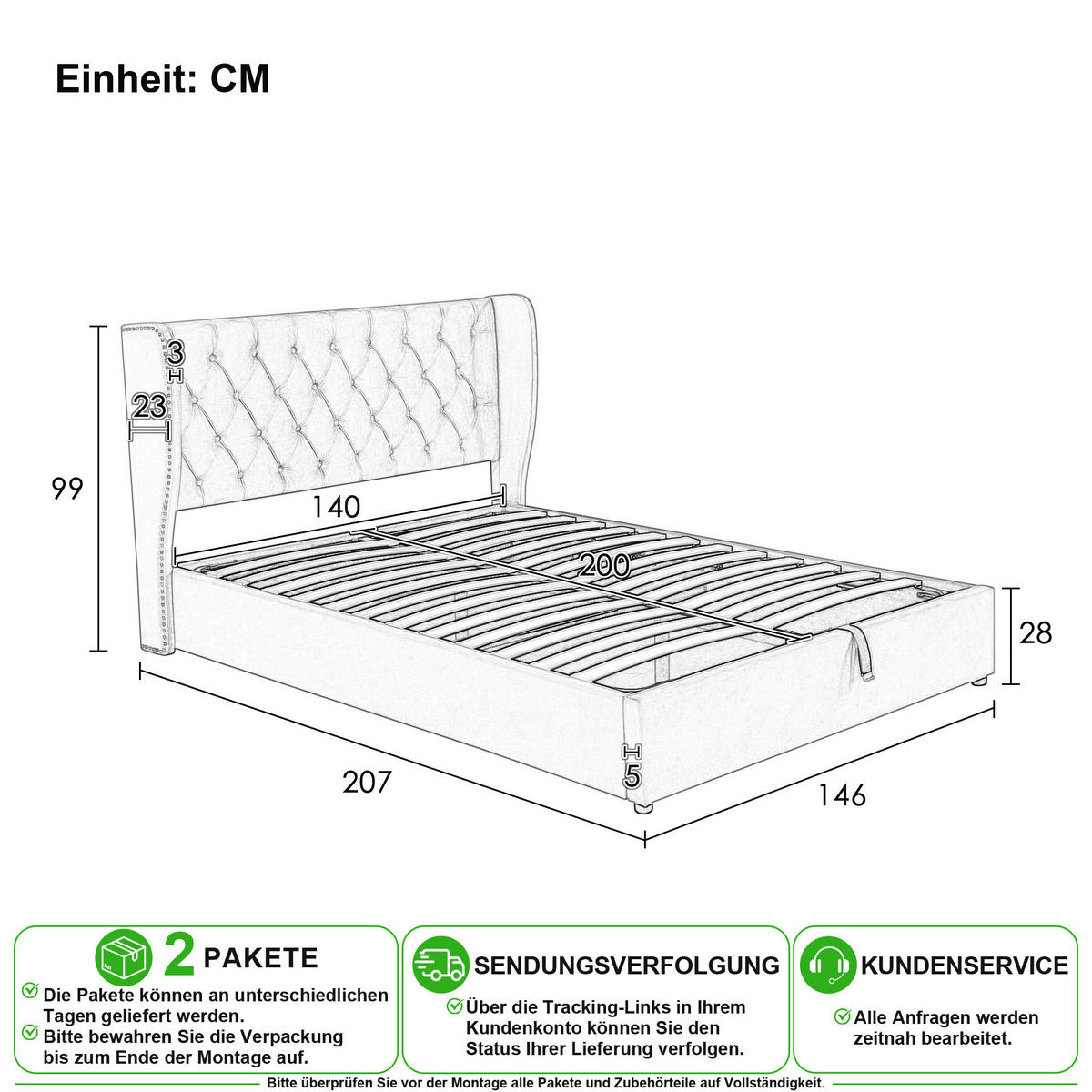 POLSTERBETT 140/200 cm in Beige mit Bettkasten Samt - Beige, Holzwerkstoff/Textil (140/200cm) - CHICFURN
