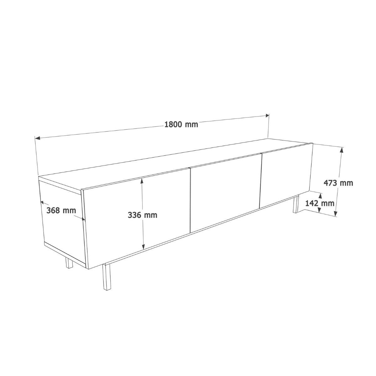 TV-MÖBEL mit 3 Klappen, Kaschmir 36,8/47,3/180 cm - Beige, Holzwerkstoff (36.8/47.3/11cm) - Calicosy