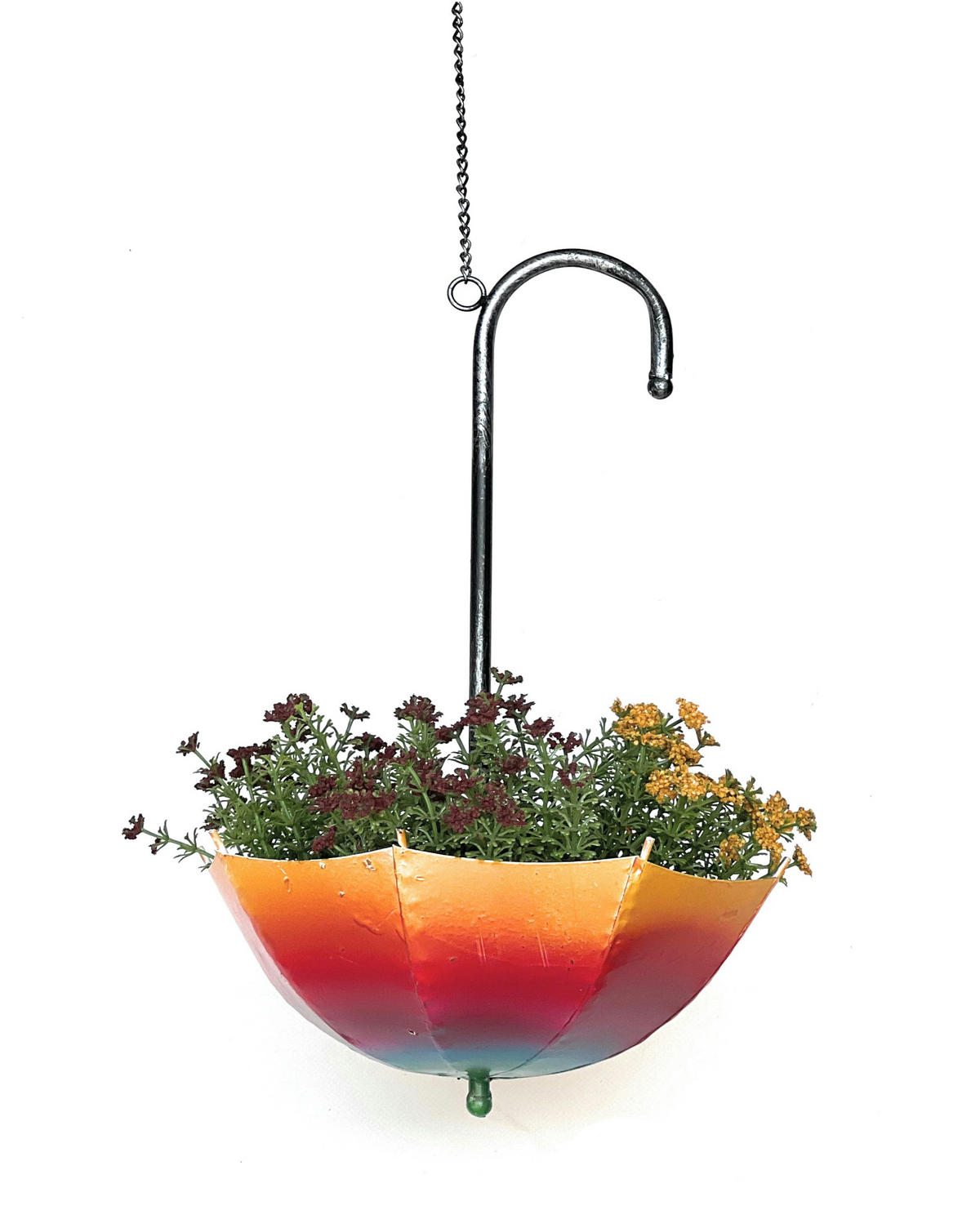 BLUMENAMPEL Metall mit Topf Regenschirm 57 cm 96258 S - Multicolor, Metall (23/57/23cm) - DanDiBo