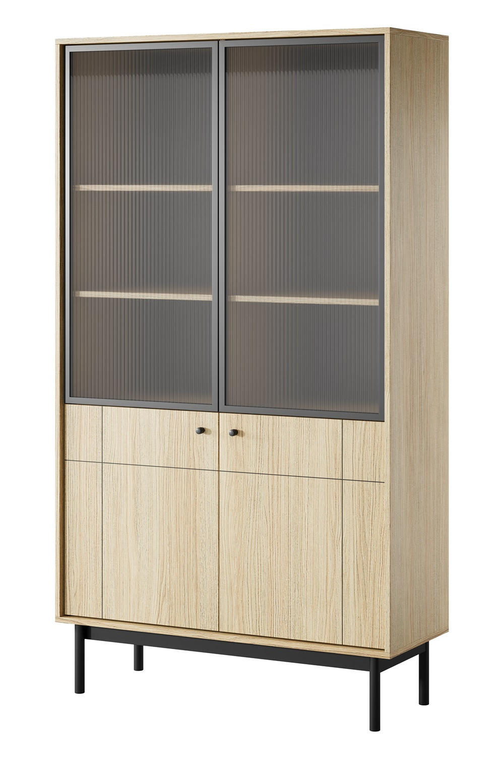 VITRINE Linea Eiche Nature WT104 Japandi Stil - Multicolor, Holzwerkstoff (103.4/184.6/39cm) - Sepro Meble