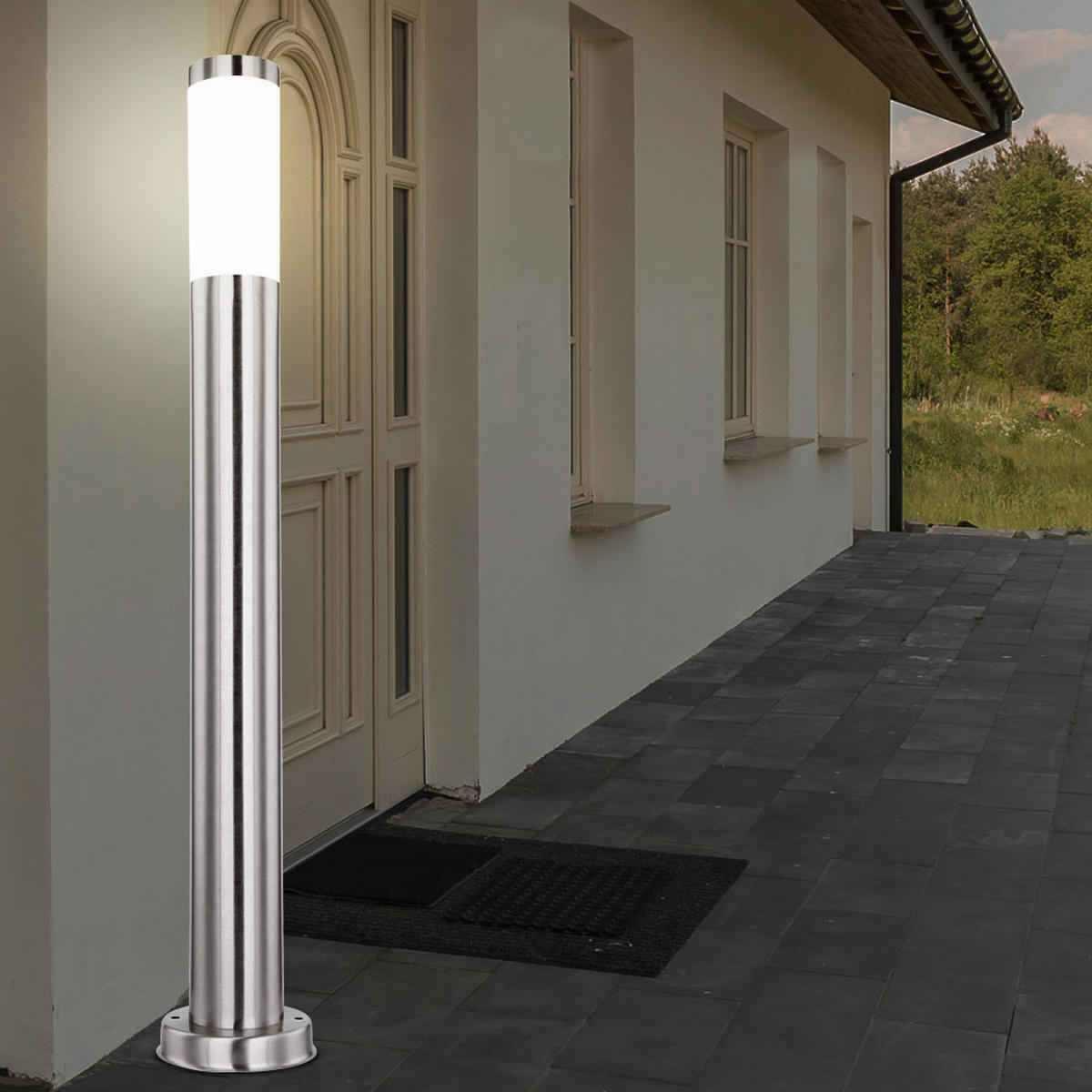LED STEHLEUCHTE BOSTON Edelstahl Silber - Silberfarben, Metall (11/80/80cm) - Globo Lighting