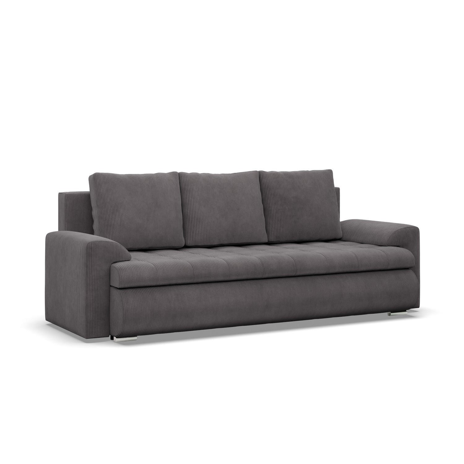 SOFA 3-SITZER MIT SCHLAFFUNKTION FORESTA, Cord - Dunkelgrau - Dunkelgrau, Textil (222/92/96cm)