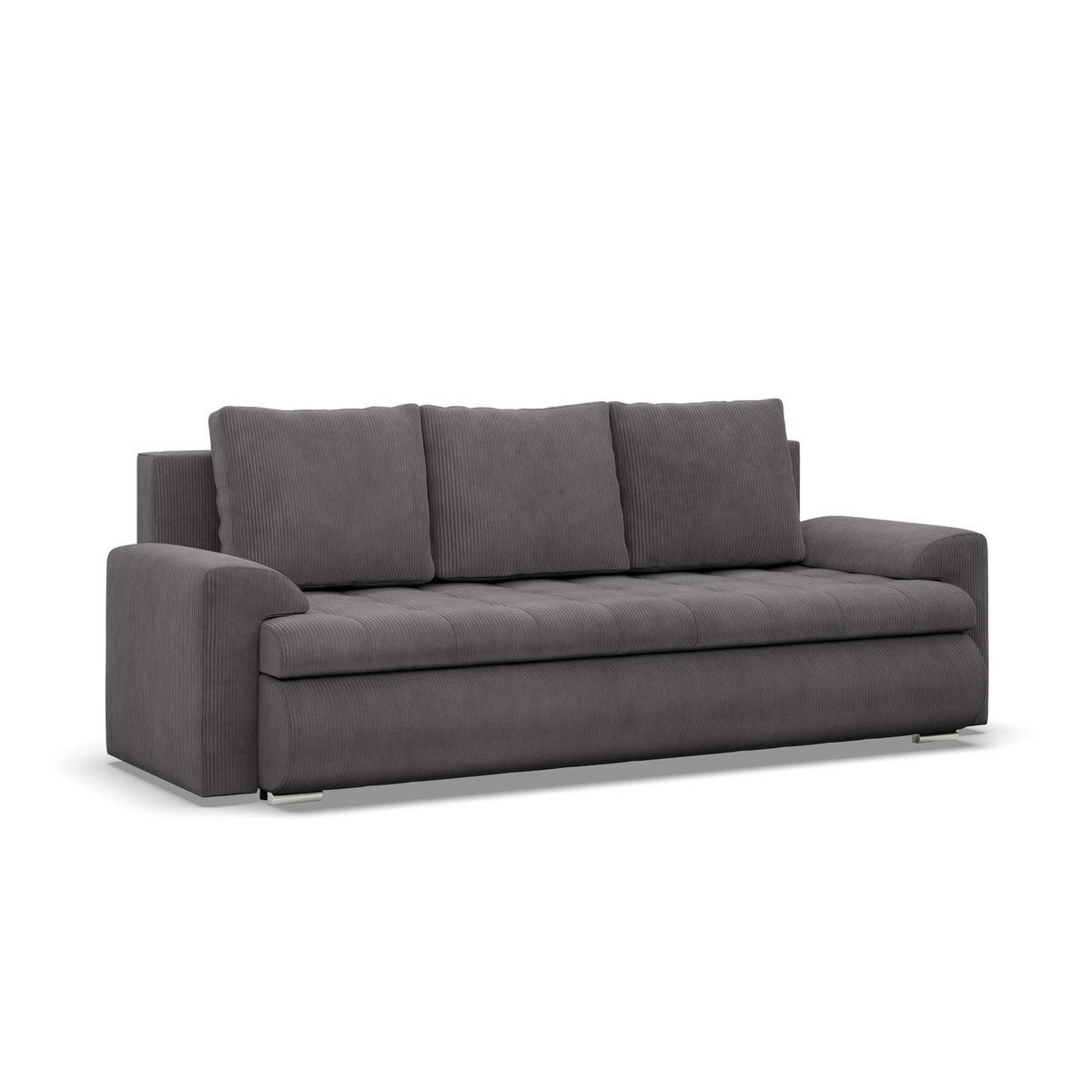 SOFA 3-SITZER MIT SCHLAFFUNKTION FORESTA, Cord - Dunkelgrau - Dunkelgrau, Textil (222/92/96cm)