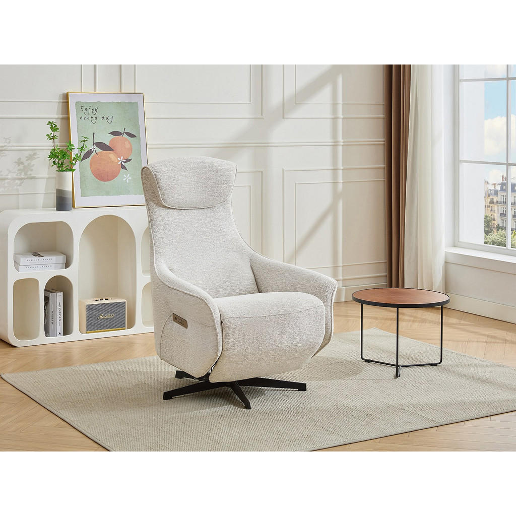 Thumbnail - Vente-Unique Elektrischer, Beige, Textil, Uni, 1-Sitzer, 76.5x112x86 cm, Wohnzimmer, Sessel, Relaxsessel